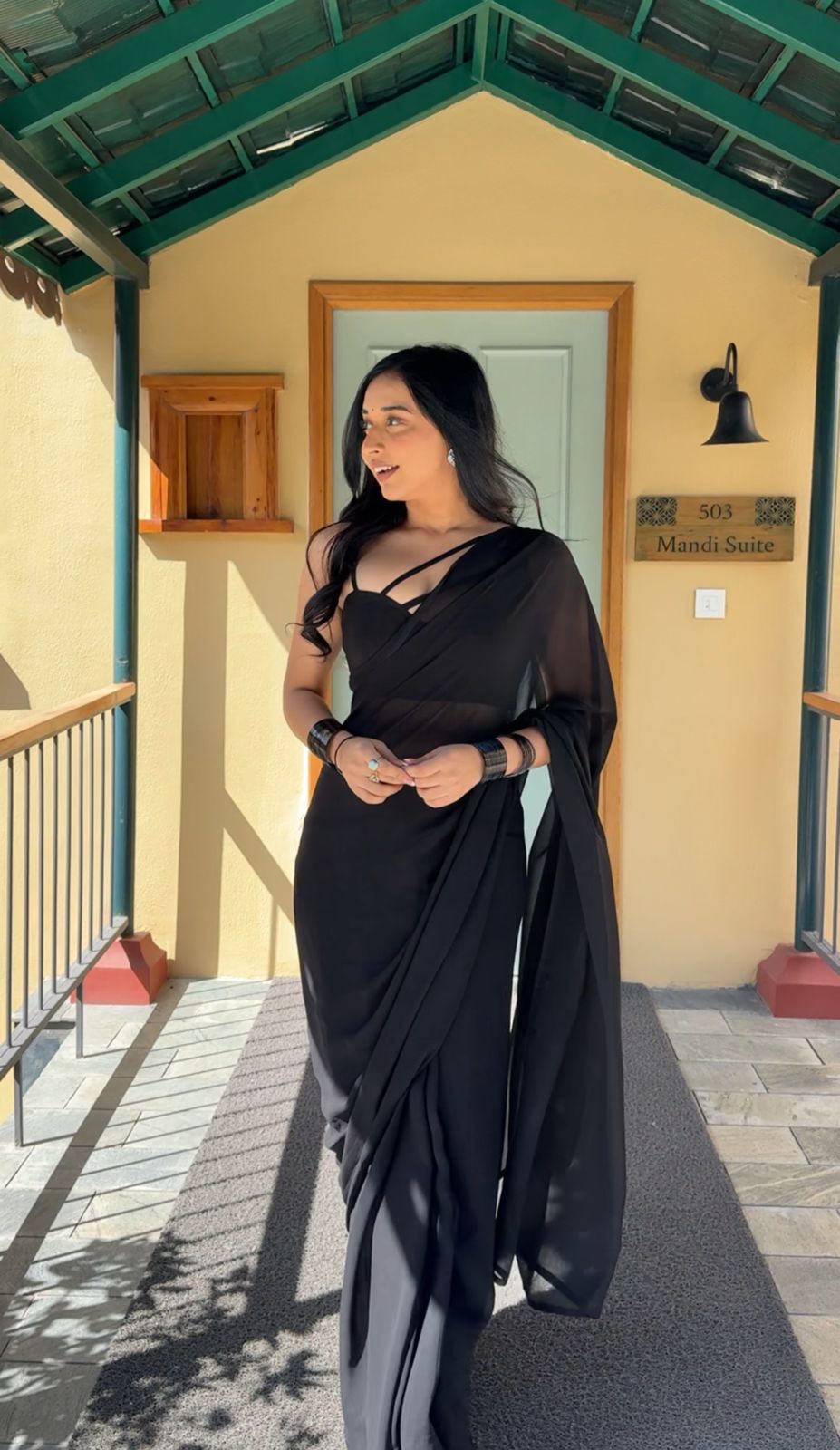 New One Minute Ready Wear Black Georgette Saree