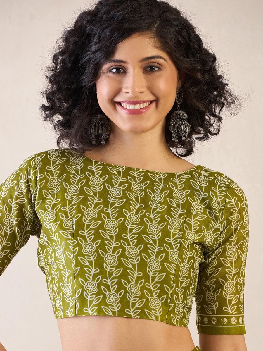 New One Minute Ready To Wear  Pure Soft Mul Cotton Silk Parrot Green Saree With  Pocket Along With Running Unstiched Blouse Piece