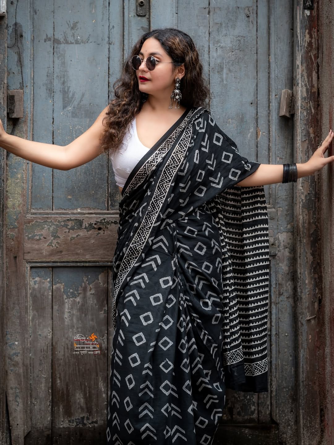New One Minute Ready To Wear Pure Soft Mul Cotton Silk Black Saree With  Pocket