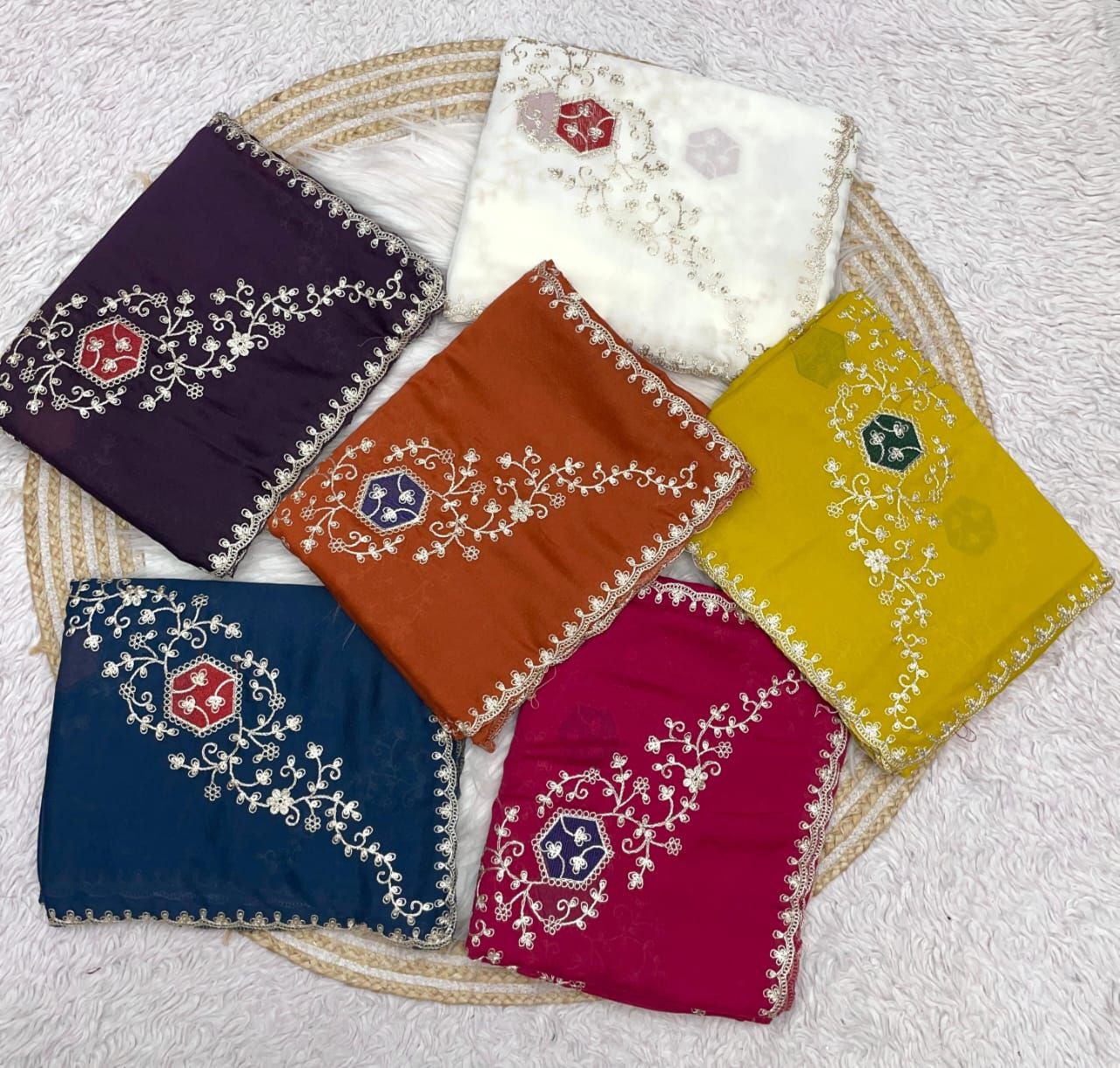 New Designer Blooming Chocolate Silk Saree - White