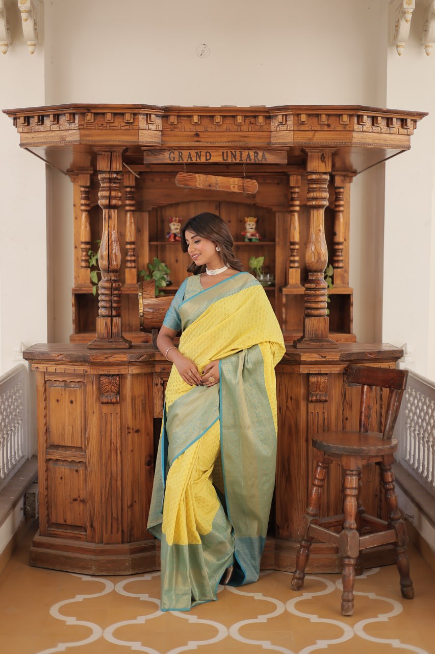 PREMIUM DESIGNER KANJIVARAM SAREE - YELLOW