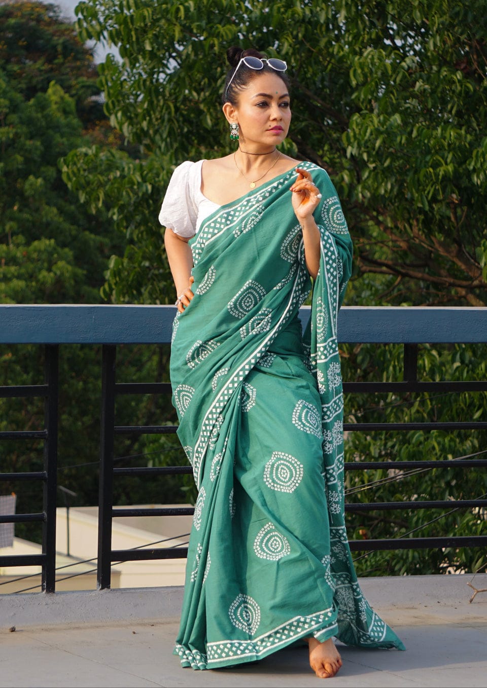 New One Minute Ready To Pure Soft Mul Cotton Silk Sea Green Saree With Pocket