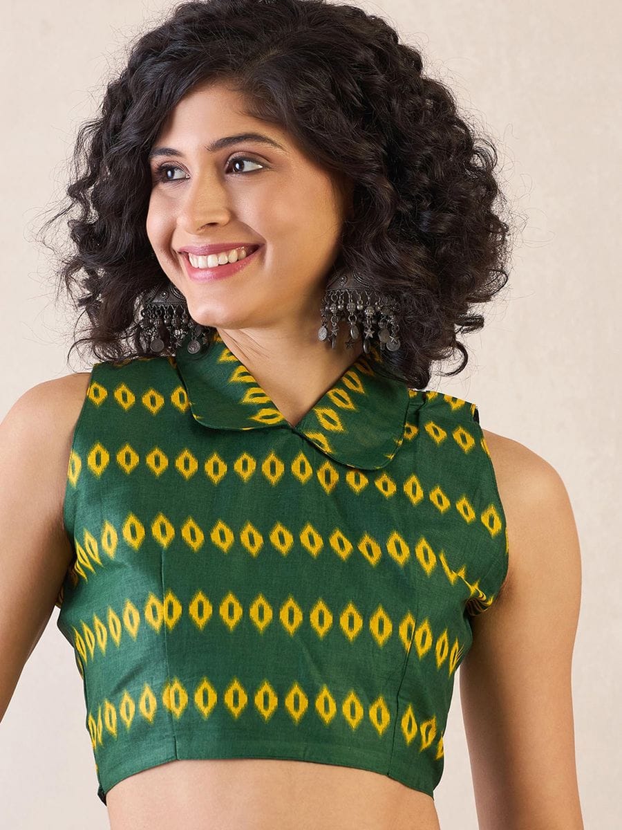 New One Minute Ready To Wear Pure Soft Mul Cotton Silk Green Bodered White Saree With  Pocket Along With Same Model  Unstiched Blouse Piece