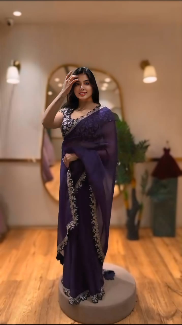 New Designer Party Wear Rangoli Silk Purple Saree