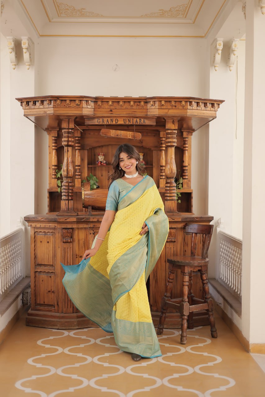 PREMIUM DESIGNER KANJIVARAM SAREE - YELLOW