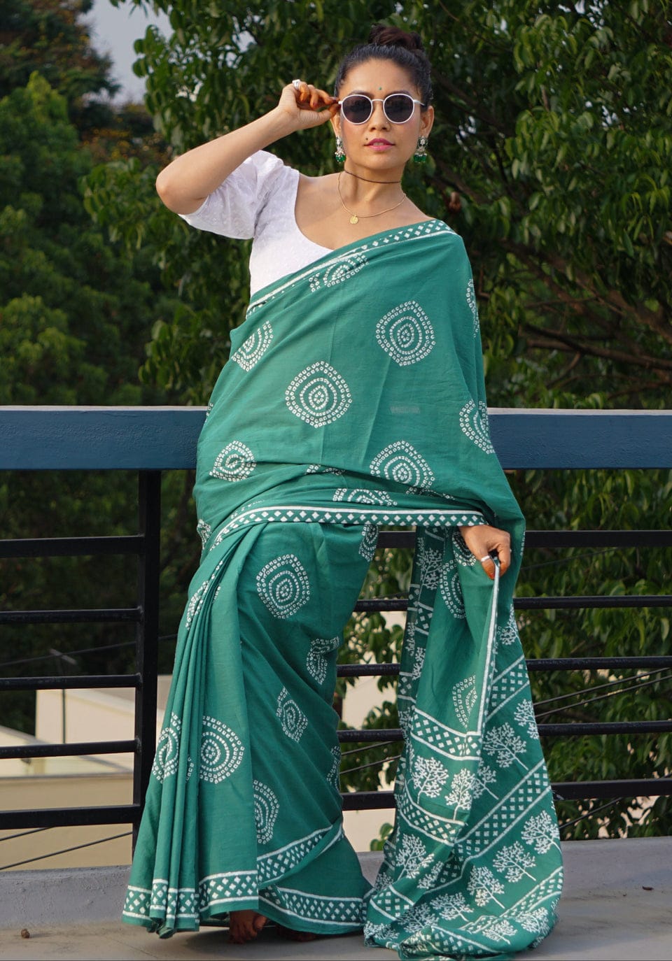 New One Minute Ready To Pure Soft Mul Cotton Silk Sea Green Saree With Pocket