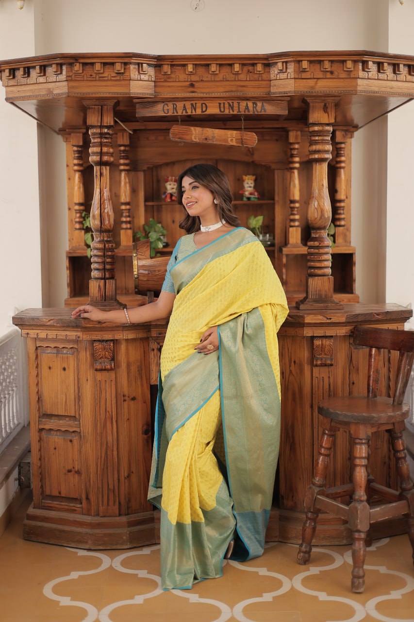 PREMIUM DESIGNER KANJIVARAM SAREE - YELLOW