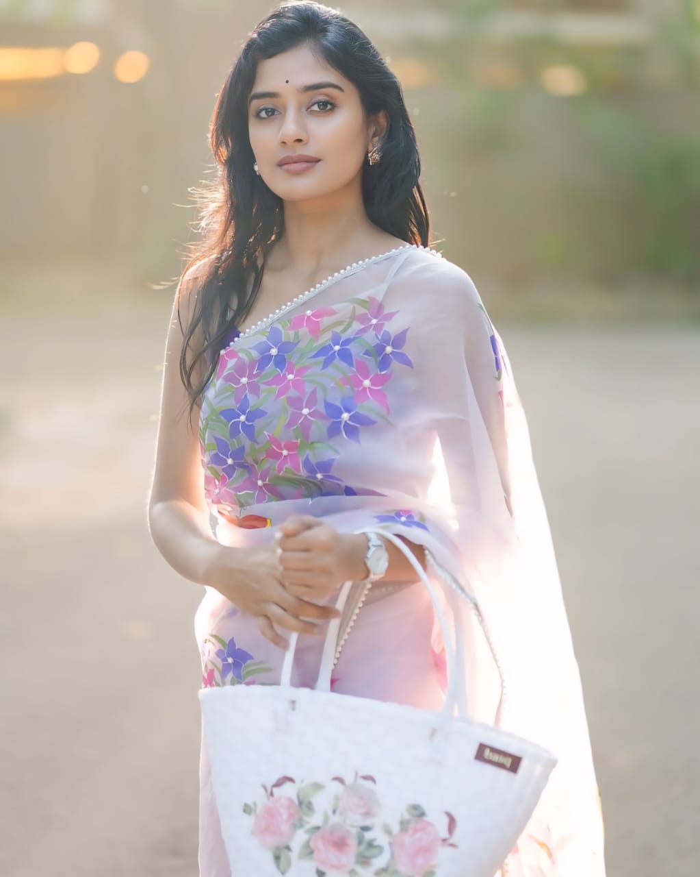 New One Minute Ready To Wear  Pure Soft Organza Silk Saree With Beautiful cutdana and Moti Handwork With Same Model Violete Unstiched Blouse Piece