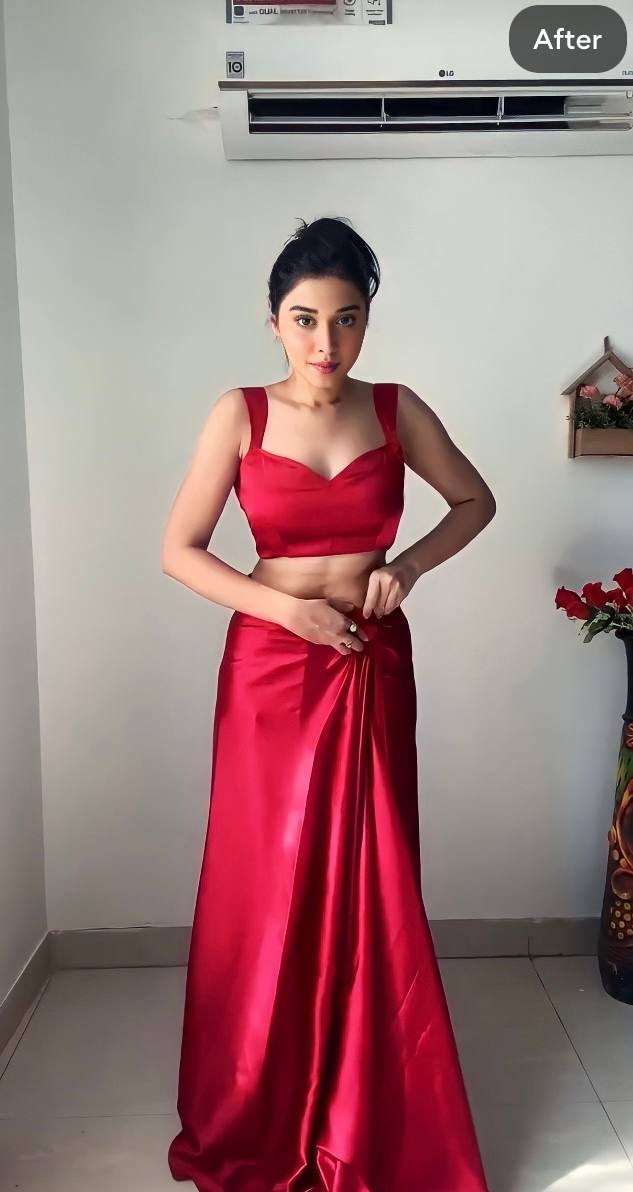 New One Minute Ready Wear Red Satin Saree