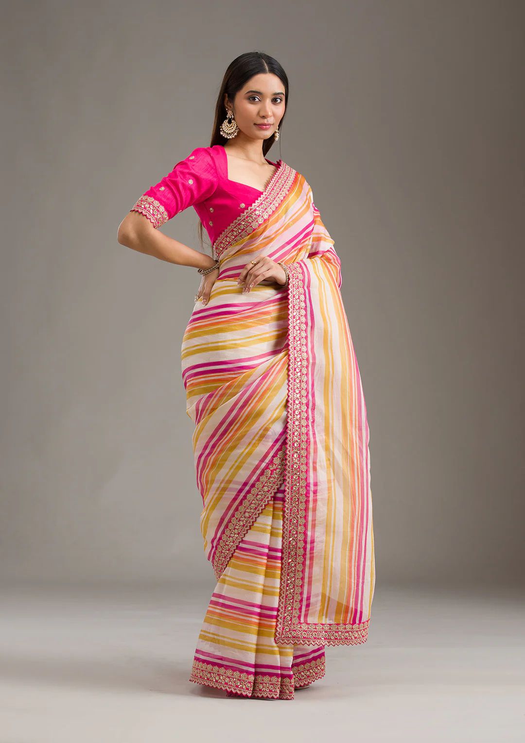 New Designer Leriya Print Soft Tebby Silk Coding And Embroderied Saree Along With Same Model Unstiched Blouse Piece