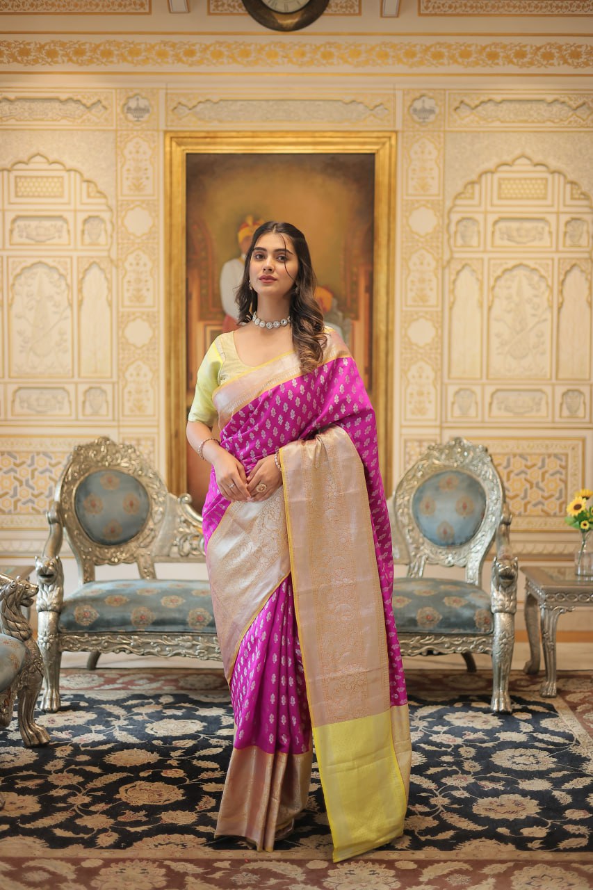 PREMIUM DESIGNER ZARI WEAVING KANJIVARAM SILK SAREE - PINK