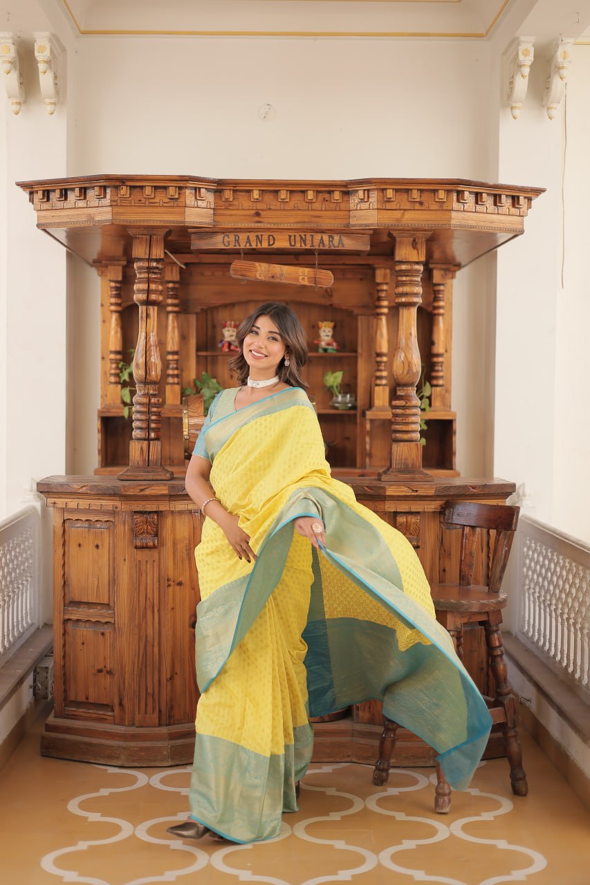 PREMIUM DESIGNER KANJIVARAM SAREE - YELLOW