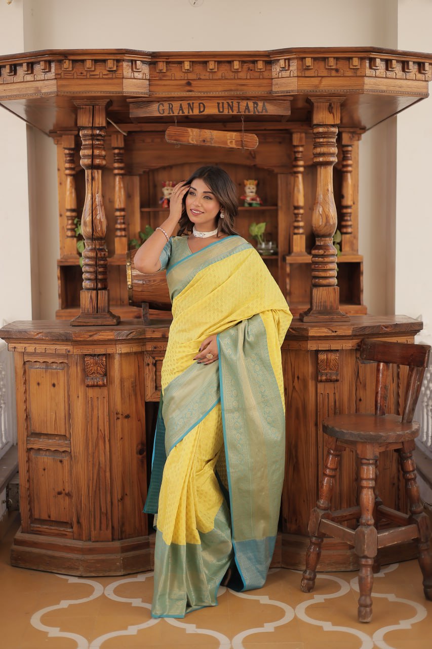 PREMIUM DESIGNER KANJIVARAM SAREE - YELLOW