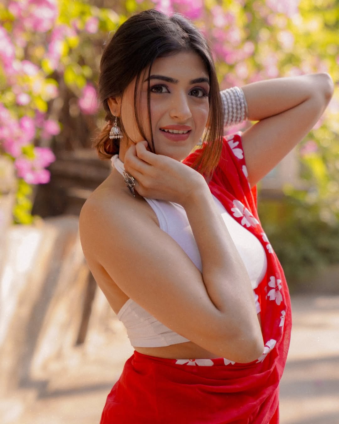 New One Minute Ready To Wear Pure Soft Mul Cotton Silk Red Saree With  Pocket