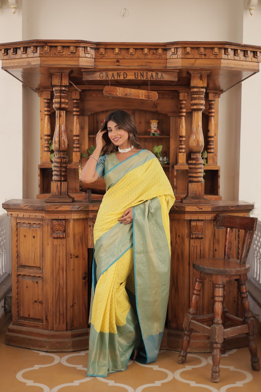 PREMIUM DESIGNER KANJIVARAM SAREE - YELLOW