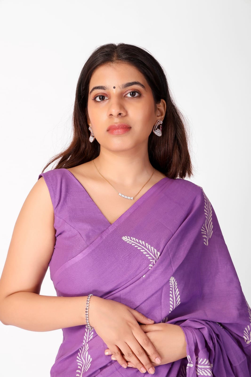 New One Minute Ready To Wear  Pure Soft Mul Cotton Silk Lavender Saree With  Pocket Along With Running Unstiched Blouse Piece