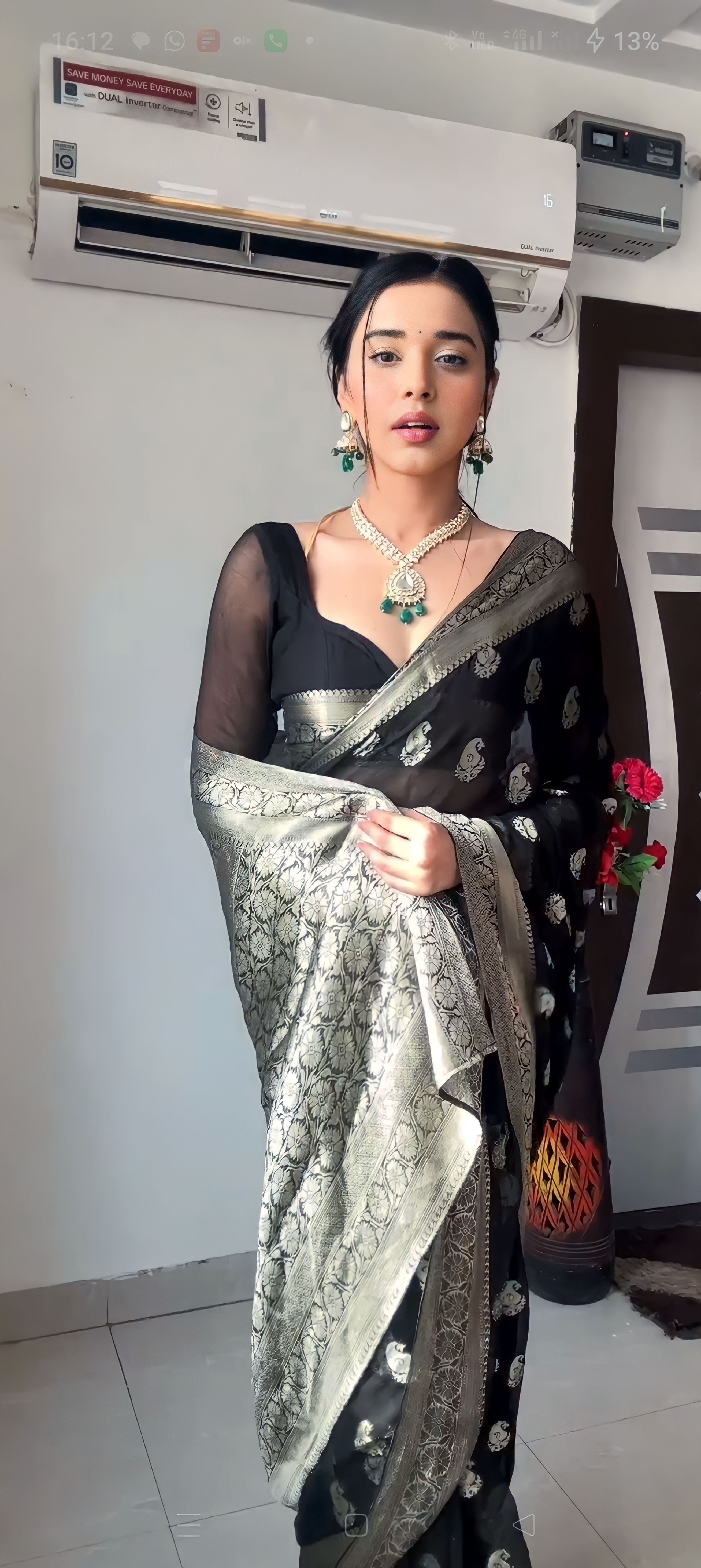 New One Minute Ready Wear Black  Georgette Saree