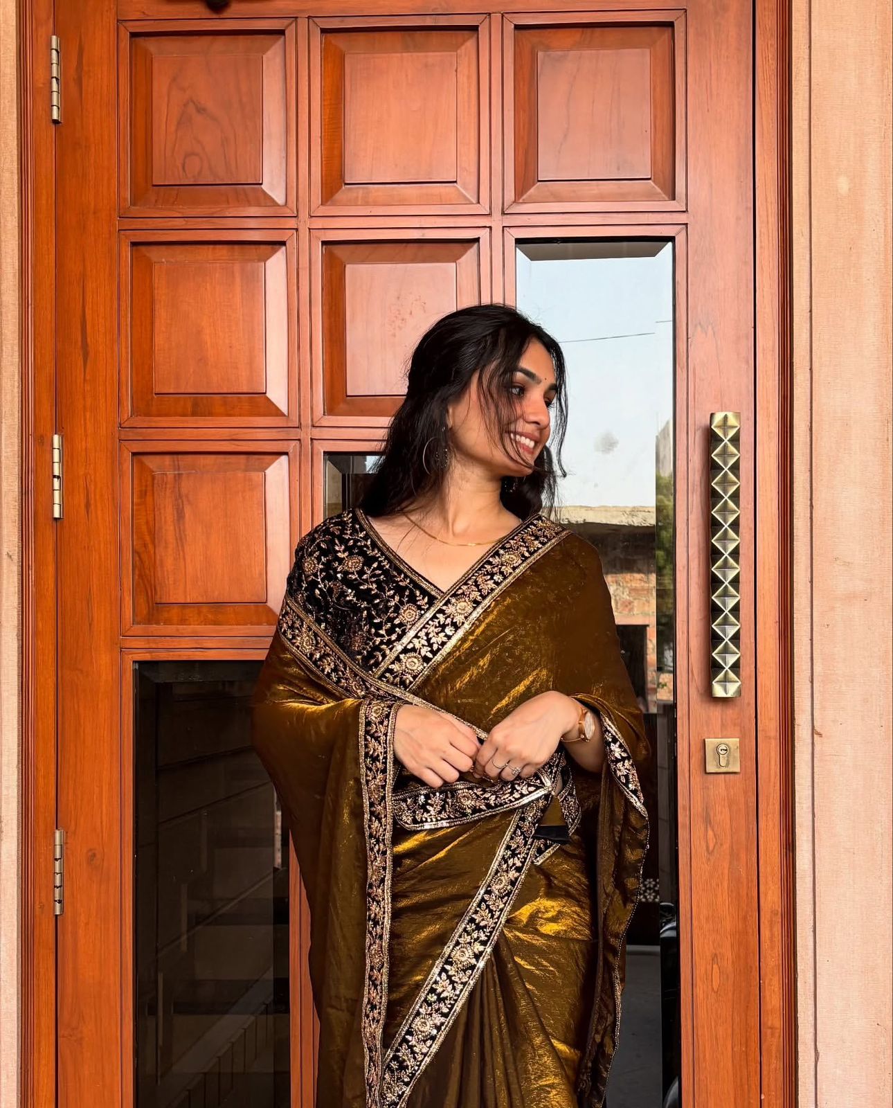 New Designer Space Silk Saree With Sequines and Zari Embroidery Work Lace Border Along With Viscous Velvet Full Stiched Blouse