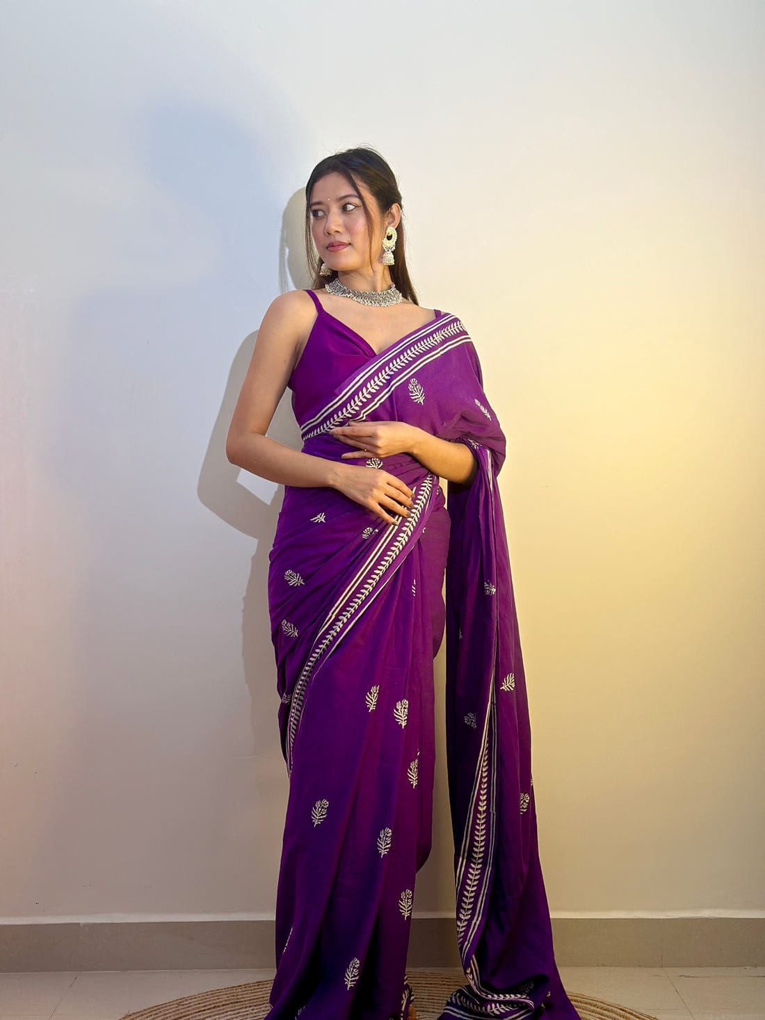 New One Minute Ready To Wear  Pure Soft Mul Cotton Silk Saree With  Pocket Along With Running Unstiched Blouse Piece