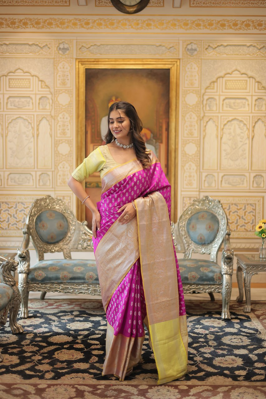 PREMIUM DESIGNER ZARI WEAVING KANJIVARAM SILK SAREE - PINK