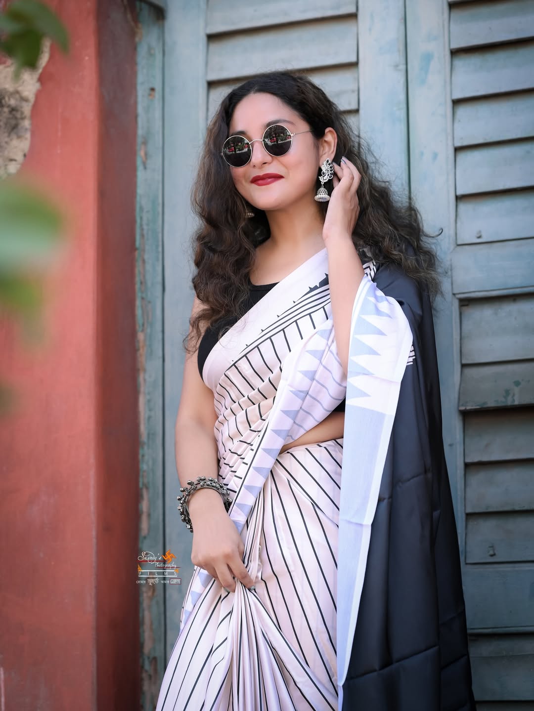 New One Minute Ready To Wear Digital Printed Crape Silk Black and White Saree