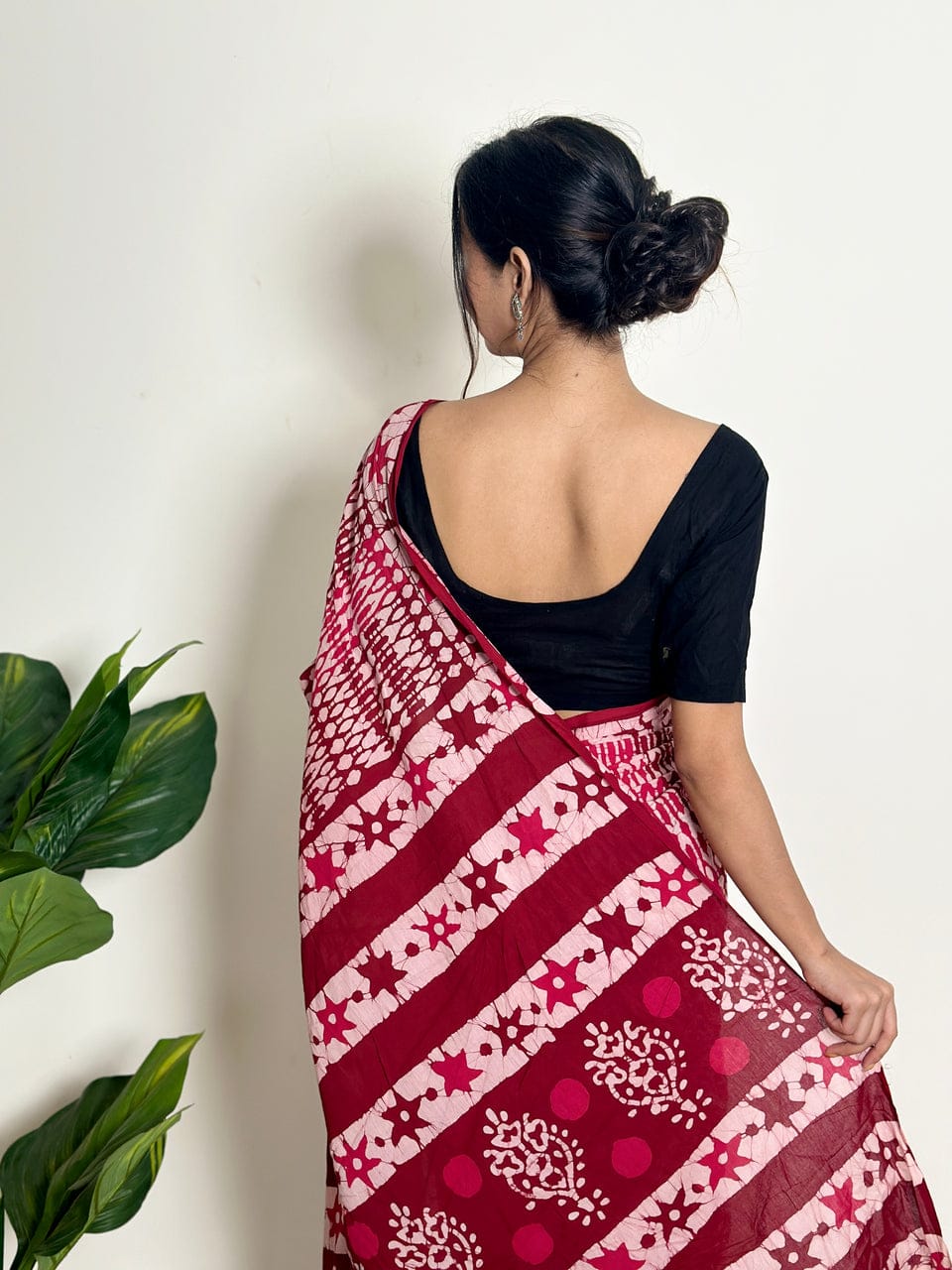 New One Minute Ready To Wear Pure Soft Mul Cotton Silk Maroon Saree With Pocket